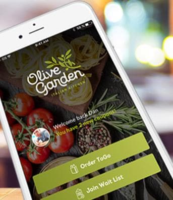 Olive Garden app home screen