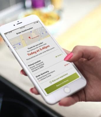 Olive Garden mobile order history