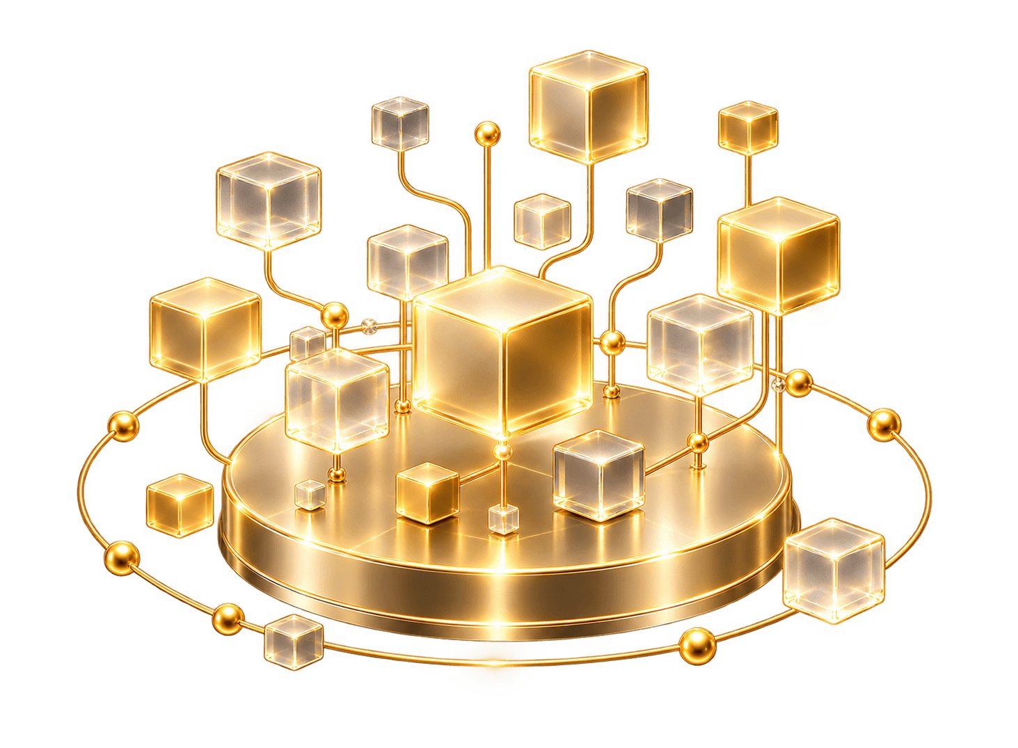 A layered gold platform foundation