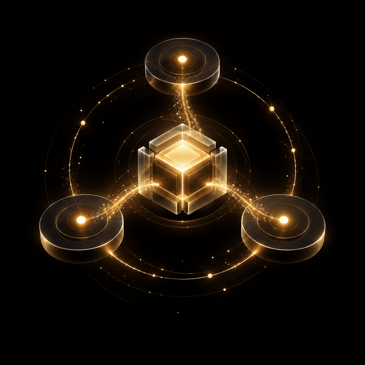 Abstract gold and amber light forming the PAVE engine
