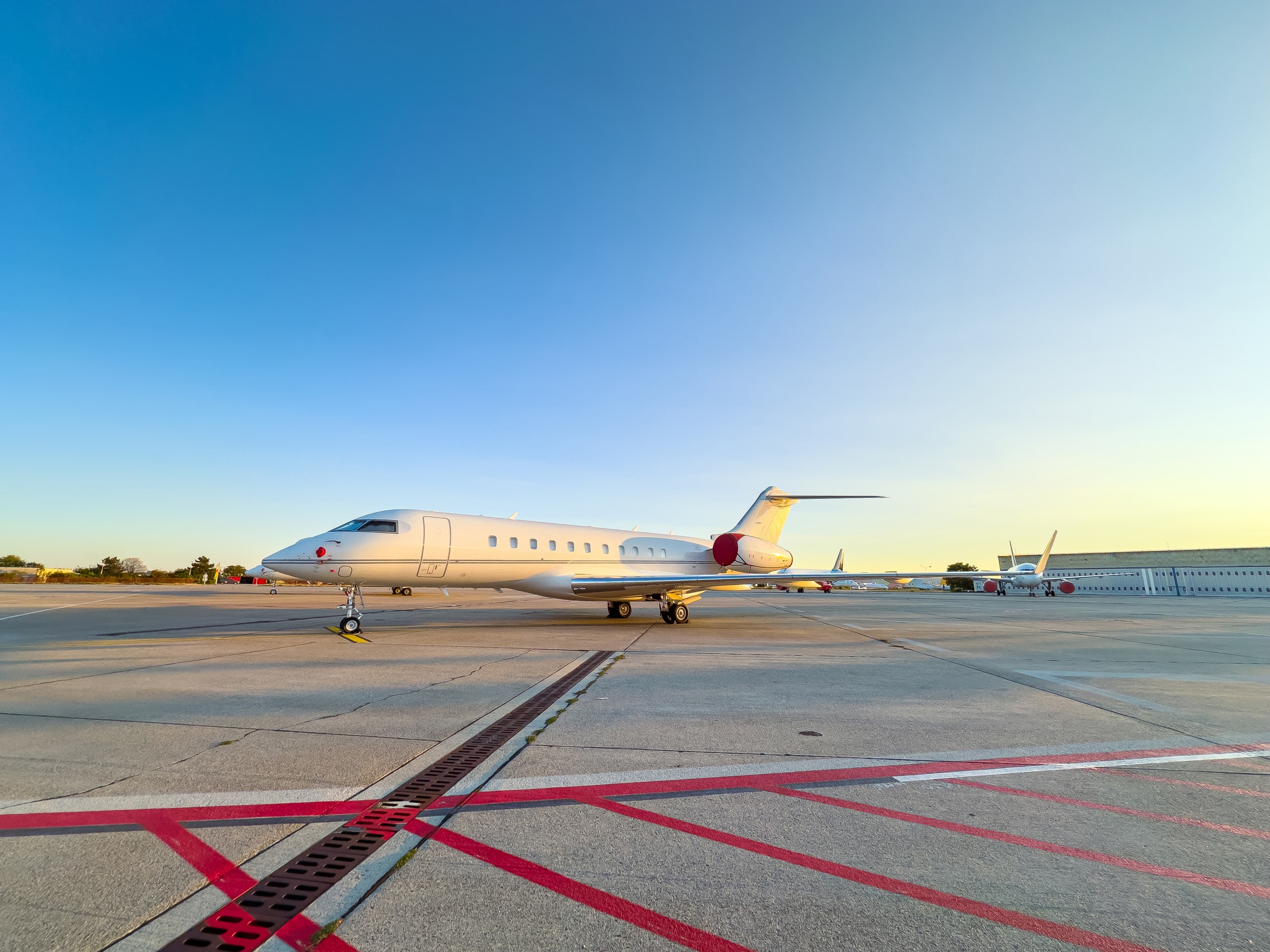 Private jet on an airport apron