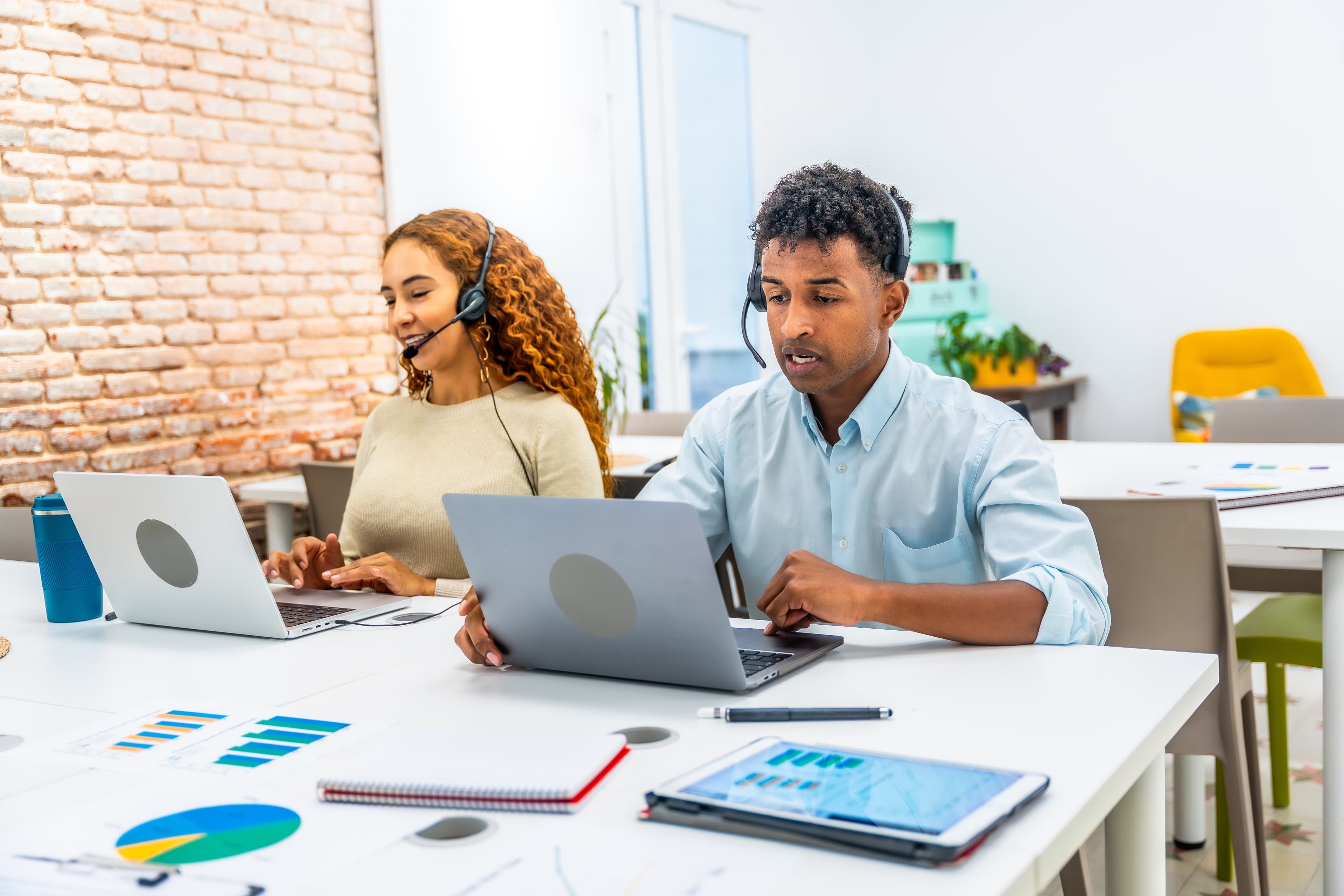 Colleagues collaborating in an office