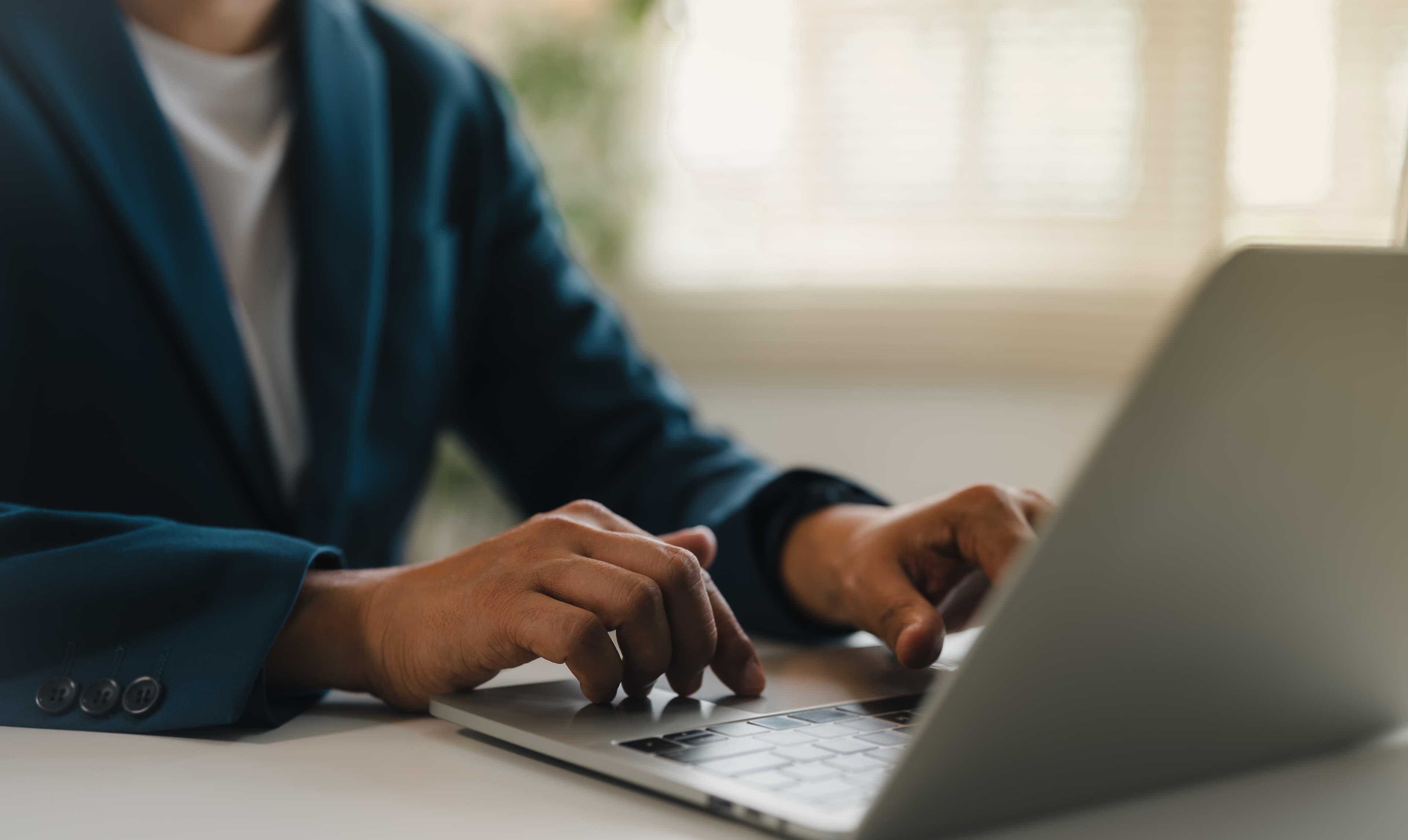 Customer support specialist at a workstation