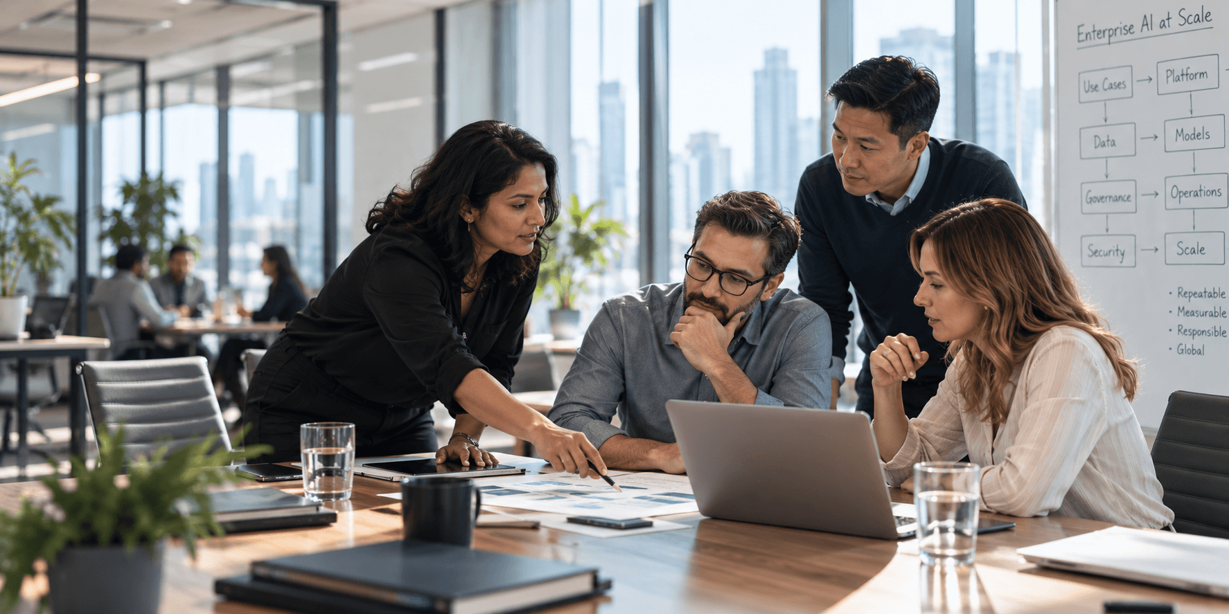 Team meeting around a conference table