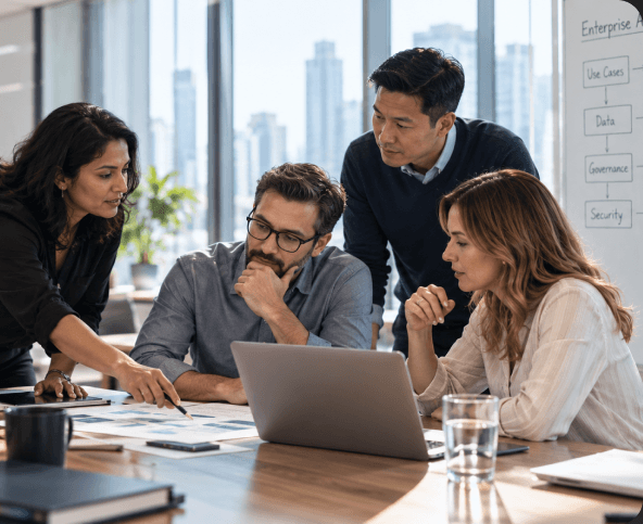 Team meeting around a conference table