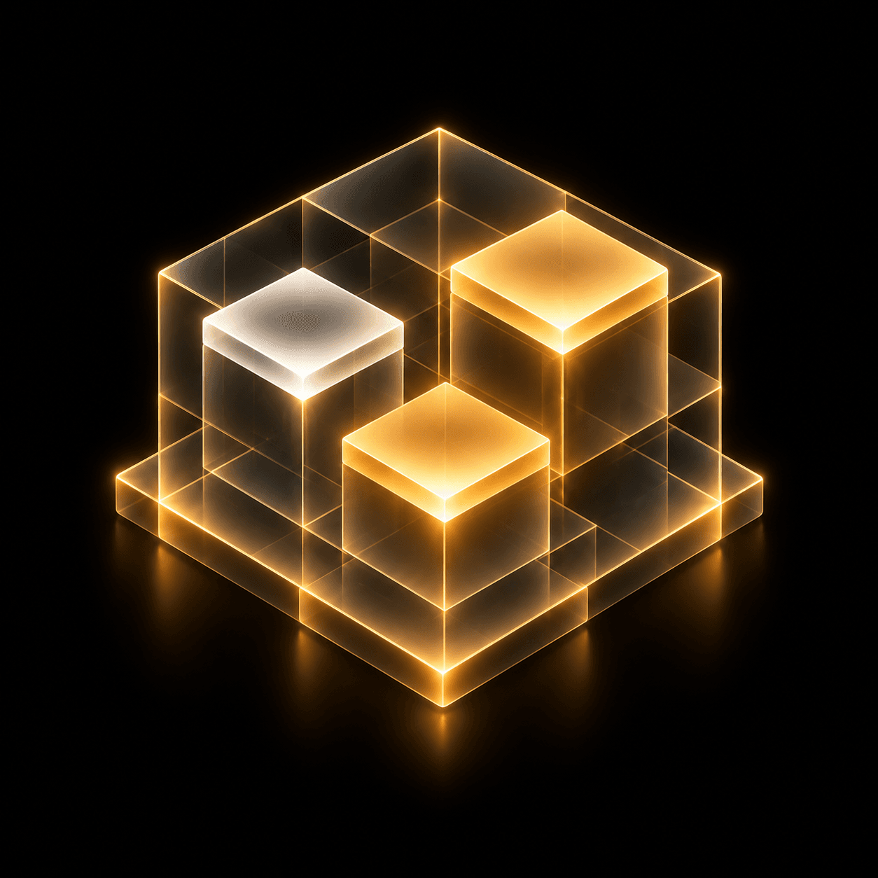Glowing cubes stacked as an operating model