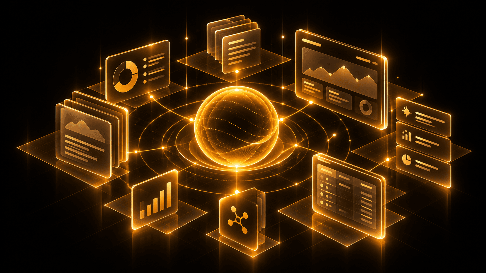 Glowing research dashboard illustration