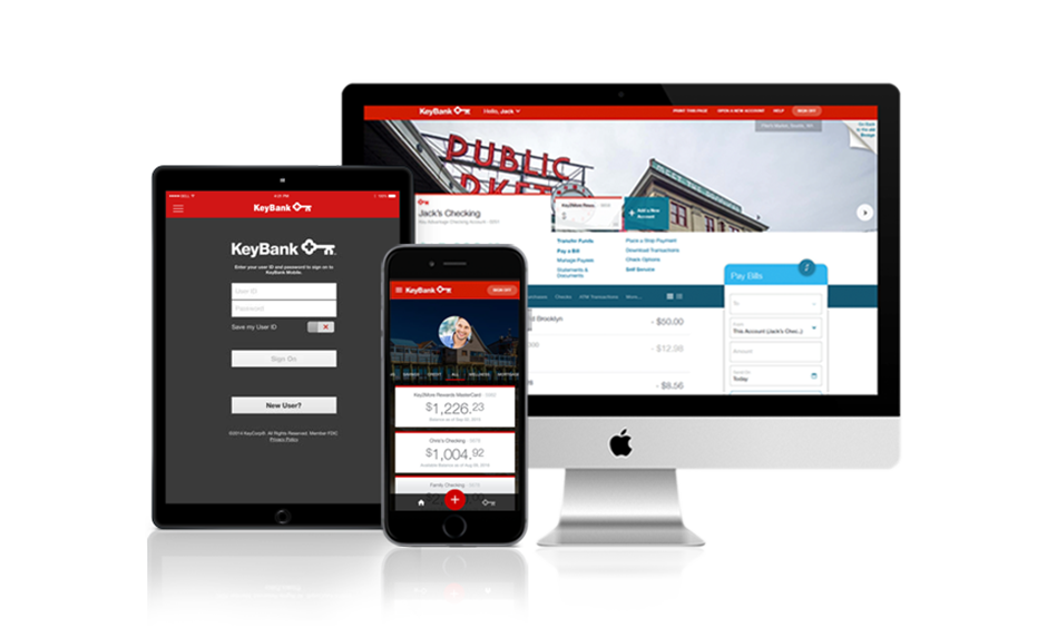 Key Bank website, mobile, tablet UX